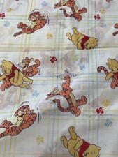 VIntage Disney Winnie the Pooh Tigger Twin Flat Bed Sheet Bumble Bee Colorful
