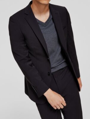 $450 Calvin Klein Men's Black Skinny Fit Extra Slim Stretch Suit Jacket  Size 44S