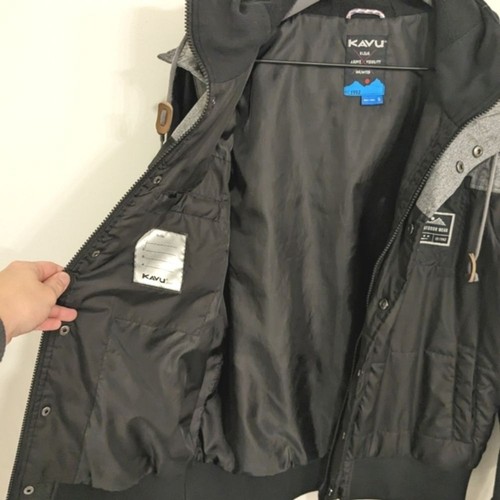 KAVU Inland Black Grey 2-in-1 Convertible Hooded Insulated Jacket Men's Small - Picture 6 of 9