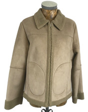 Cherokee Coat 16 Beige Suedette Shearling Faux Suede Teddy Knit Pile Full Zip