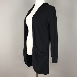AnyBody Loungewear XXS Black Cozy Knit Drape Front Jacket with Pockets