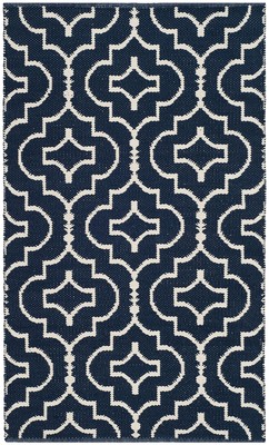Montauk Collection Accent Rug - 2'6'' x 4', Navy & Ivory, Handmade Cotton, Ide...