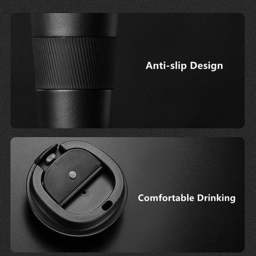 Taza de viaje termo de café termo de acero inoxidable doble de 380 ml / 510 ml con estuche antideslizante - Imagen 4 de 17
