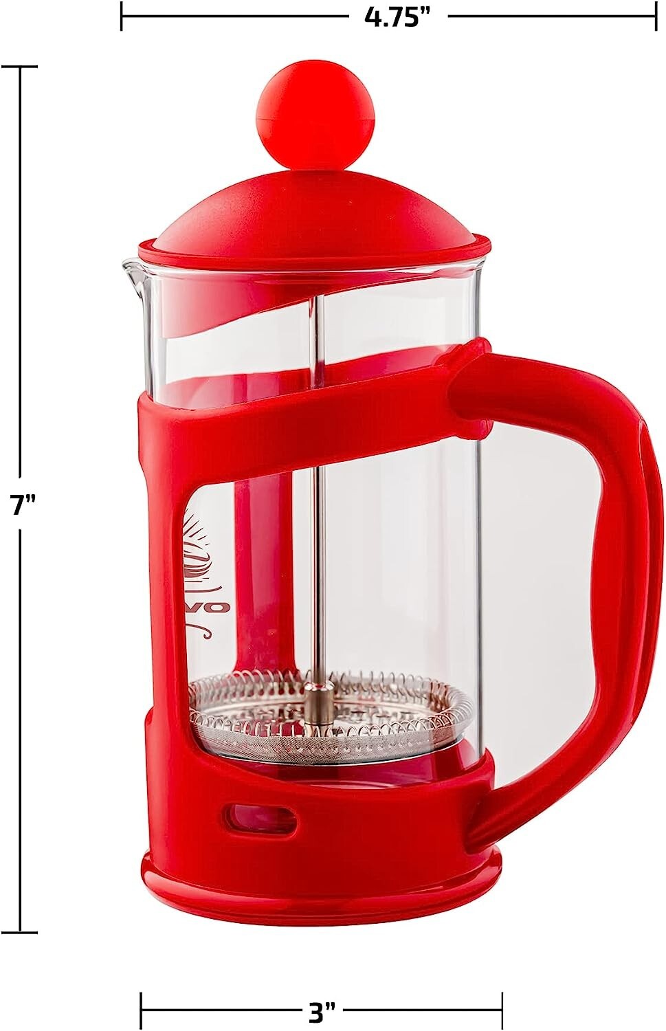 OVENTE French Press 12 oz Coffee & Tea Maker Borosilicate Glass Red FPT12R