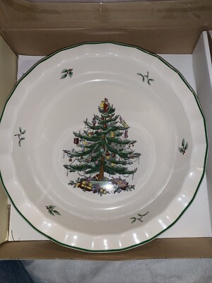 Spode Christmas Tree Pie Plate with Bird New In Box