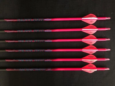 Black Eagle Outlaw Pink Crested Fletched 400 Arrows 1/2dz BRAND NEW