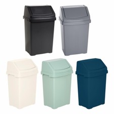 Plastic Swing Top Bin Paper Waste Dustbins Kitchen Garden Rubbish Home Office UK