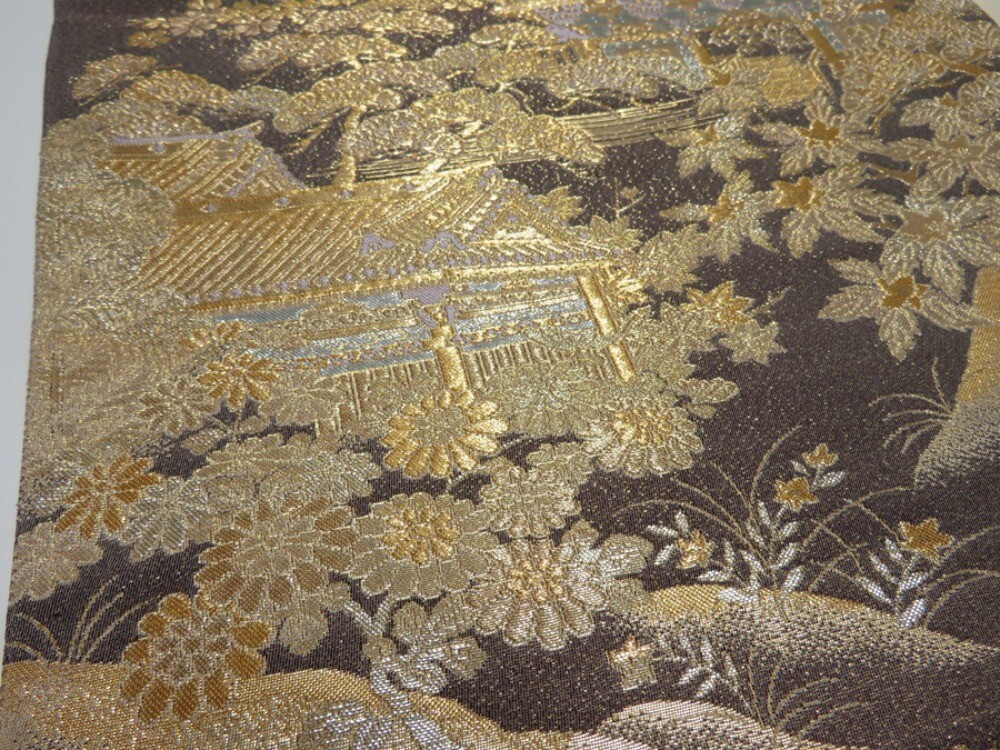 3509Y07z890 Japanese Kimono Silk FUKURO OBI Nikko Toshogu