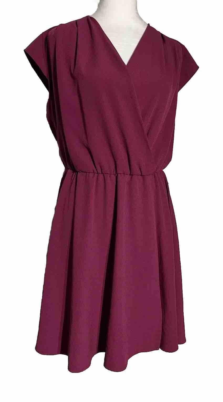 Maison Jules Dress Size Large Fit & Flare A-Line Plum Purple crisscross V-neck