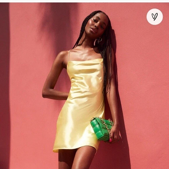 Satin cowl top back slip dress