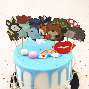 120pcs Forest Animal Cake Toppers Cute Cupcake Decoration Birthday