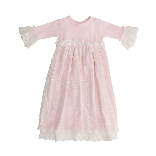 NWT Haute Baby Precious Blush Pink Lace Daygown Gown Dress Newborn Girls 0 3 M
