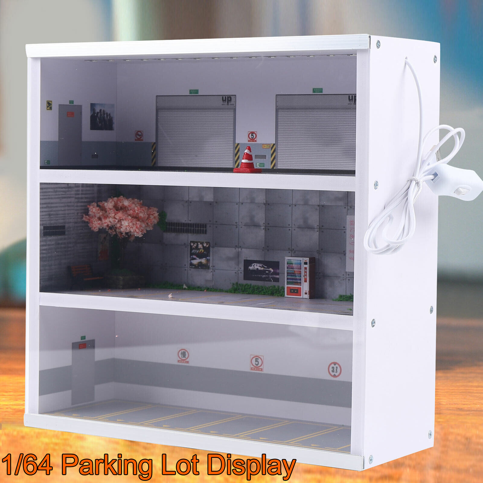1/64 Parking Lot Display LED Lighting Car Garage Diorama Connector Scene Model