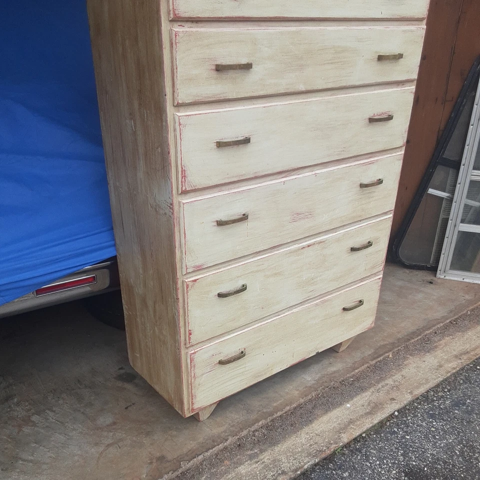 CAJONERA CÓMODA VINTAGE MIDCENTURY SHABBY CHIC PINTURA 6 CAJONES 54"Tx36"W Foto 3 de 4