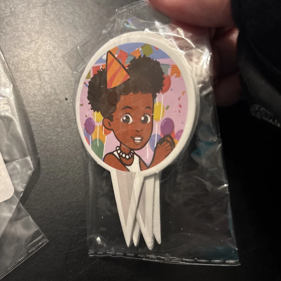 Letrero de cumpleaños con globos adornados para pasteles/cupcakes decoración fiesta esquina gracias Foto 2 de 4