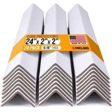 24" x 2" x 2" Reinforced Cardboard Edge Protectors, White Pack of 24   0.16...