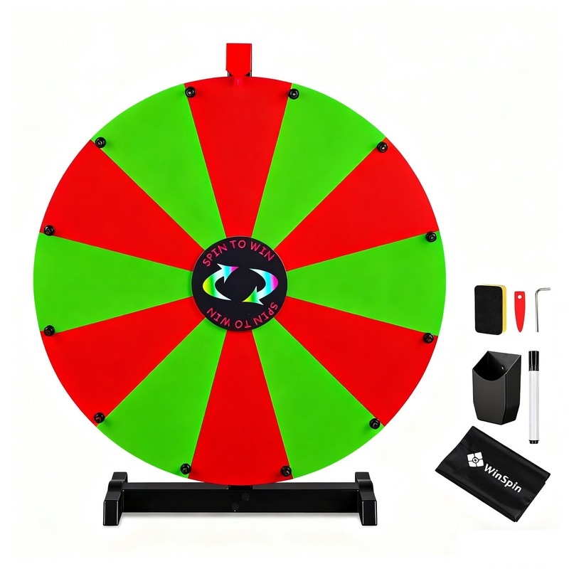 WinSpin 24" Display Prize Wheel Red & Green Modular Custom Tabletop 12 Slots