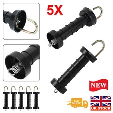 5 X HEAVY DUTY GATE HANDLE - Electric Fence Fencing Internal Spring Hook UK