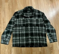 Fashion Nova Men's Agua Black/White Plaid Oversized Wool Jacket/Shacket Size XXL