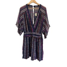 Anthropologie Maeve V-Neck Mini Dress Womens 8 Blue Boho Chic Festival Artsy