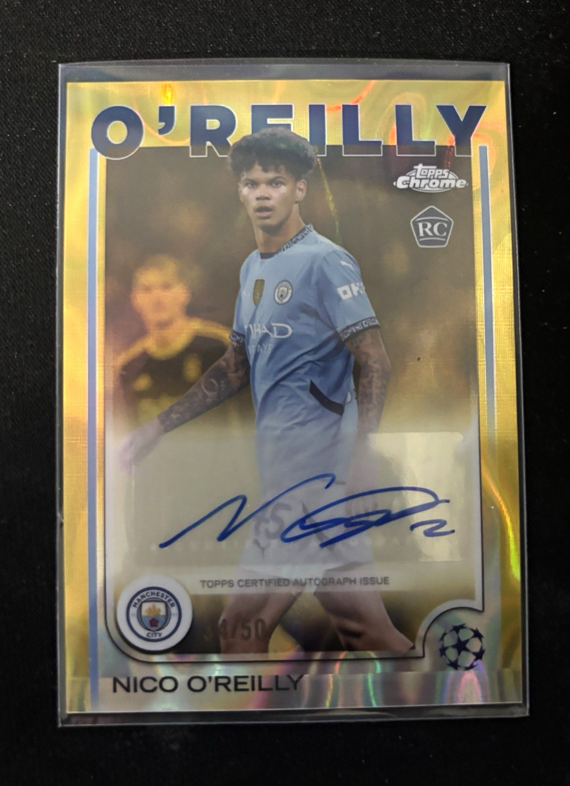 /50 GOLD LAVA Topps 2024-25 Chrome UEFA Club Competitions Nico O'Reilly RC Auto