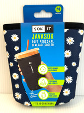NEW JavaSok Medium Iced Drink Coffee Sleeve Classic Daisy Neoprene