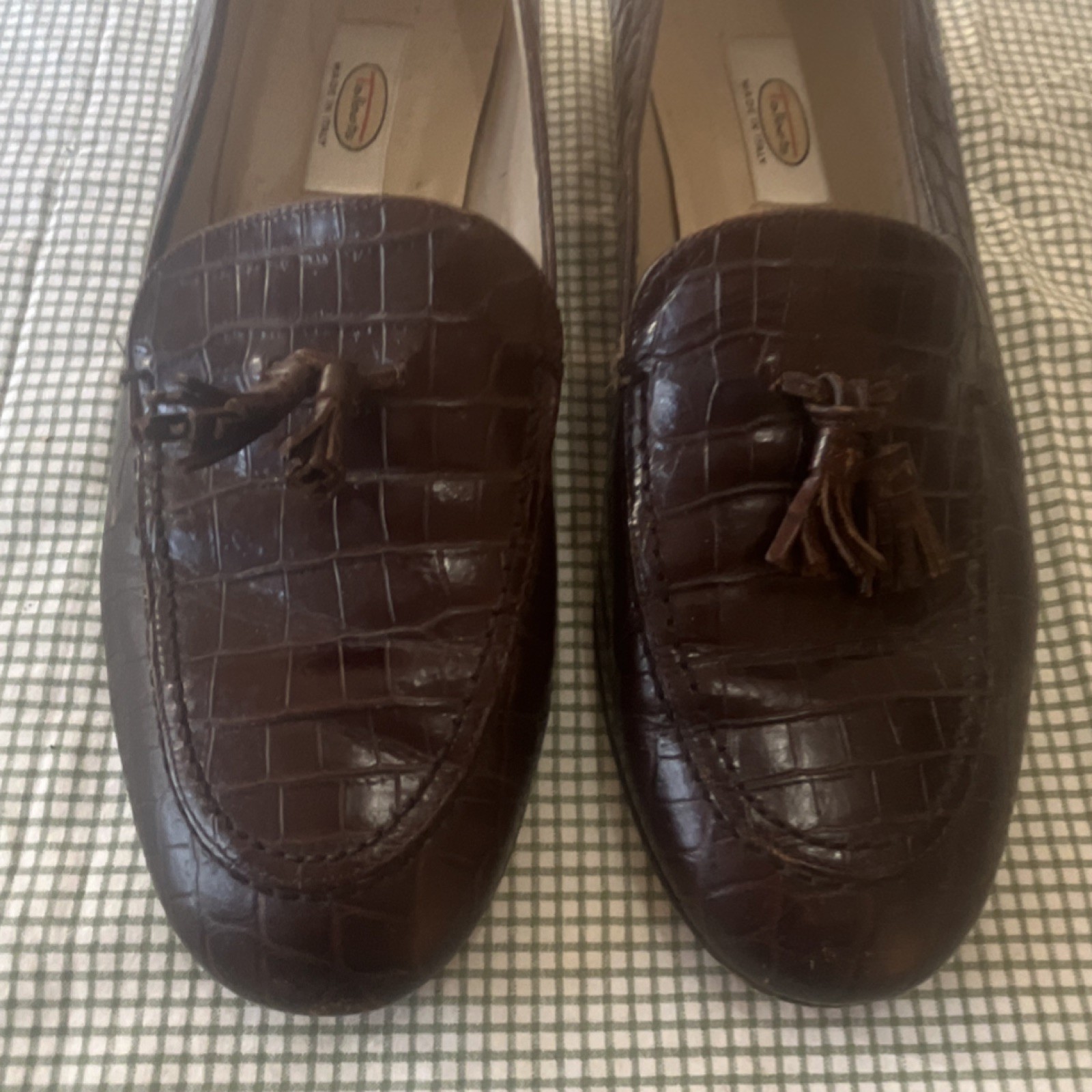 Talbots Brown Crocodile Pattern Leather Tassel Lo… - image 3