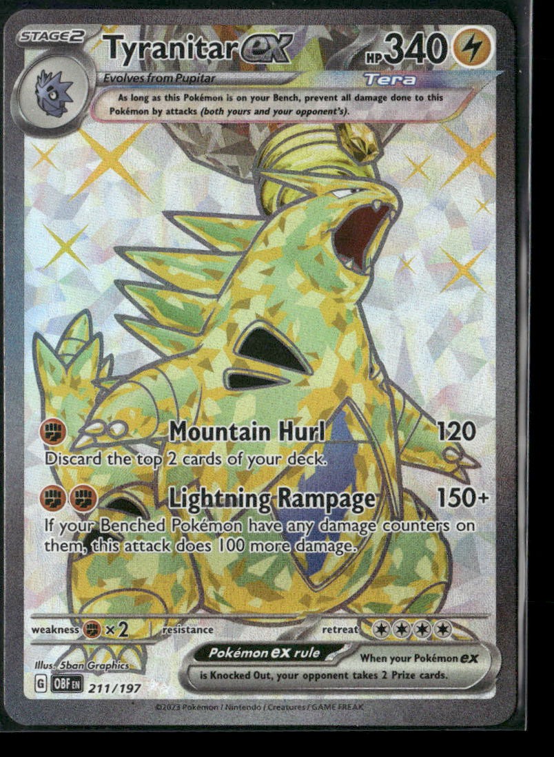 Tyranitar ex 211/197 Ultra Rare Obsidian Flames Pokemon NM/M