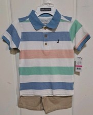 NAUTICA BOYS' 2-PIECE SHORT COLLARED SHIRT SET SIZE 4 EASTER