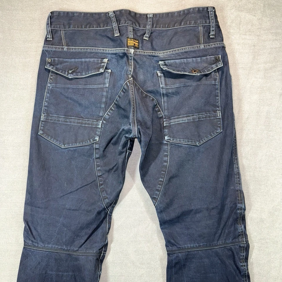 Pantalones de mezclilla G-Star Raw para hombre 36x32 lavado oscuro general 5620 bordado cónico elástico Foto 4 de 4