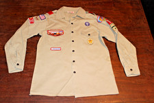 Boy Scouts of America BSA Men's Shirt Tan Medium 100 Cotton Spots as Pictured