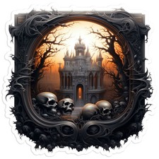 Haunted Castle Gothic Frame - Vinyl Decal Sticker - Car Window Laptop - 1948