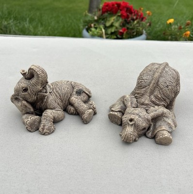 Vtg The Herd Pair of Elephants Flip #3107 Flop #3108 Marty Sculpture Figurine