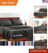 Extra Deep Pocket Queen Sheet Set - 6 Piece Microfiber Queen Size Sheets, Fit...