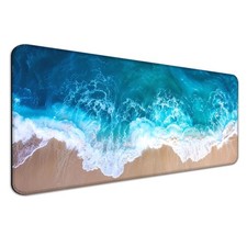 Ocean Beach Gaming Mouse Pad, Extended Large Sea Wave Desk Mat, Computer Keyb...