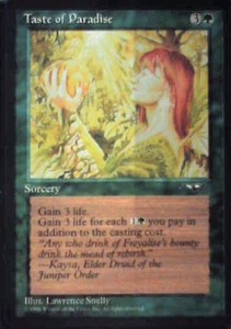 Taste of Paradise (Holding Fruit) - Alliances Common #100a - MTG