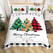 Christmas Tree Duvet Cover Set Size, New Year Theme Comforter Queen Xmas 18