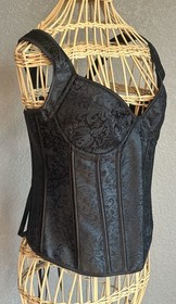 Black Boned XL Lace up Corset Bustier Top Lingerie Waist Trainer Cincher Shaper
