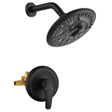 8 in. Single-Handle 6 -Spray Round Shower Faucet in Matte Black