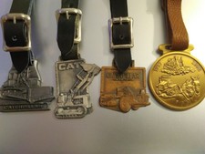 vintage lot of 4 Caterpillar Fabick Tractor watch fobs Peoria Sikeston St Louis+