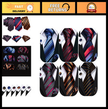 6 PCS Men's Silk Tie Set - Woven Neckties, Handkerchiefs  Cufflinks, Paisley 