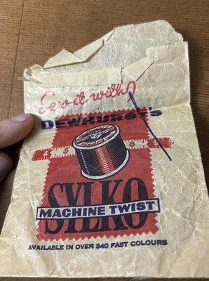Vintage Dewhursts Sylko Machine Twist Cotyon Thread 50er Jahre Nähprodukt Tasche