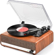 Vinyl Record Player with Speakers,3 Speed Turntable with Latest  Brown