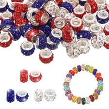 European Large Hole Beads 5mm Hole 100Pcs White/Red/Dark Blue