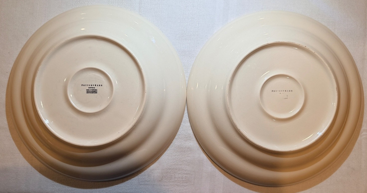 Set of 2 Pottery Barn "Sophia"  9.5 "  off white cream Luncheon Plates thumbnail 3