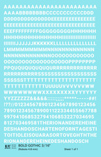 K4 HO Scale Water Slide Decals White 3/16 Inch Bold Gothic Letter Alphabet