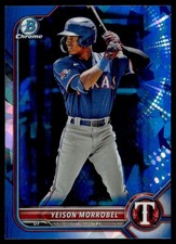 2022 Bowman Draft Chrome Sky Blue Refractor Yeison Morrobel Texas Rangers