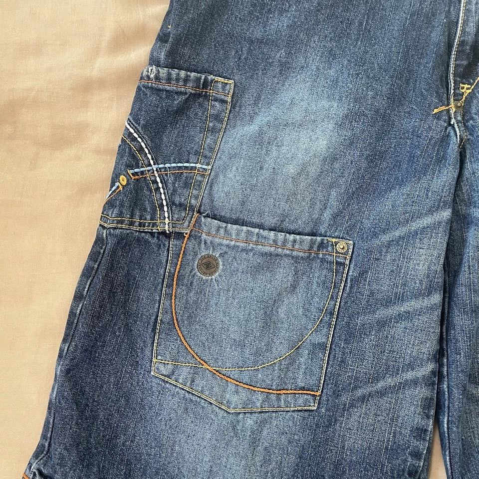 ENYCE Vintage Jean Shorts Y2K Embroidered Grunge Jorts Size 32 Skate Baggy Denim - Image 4 of 4