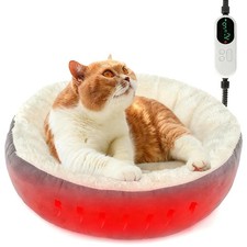 YUEPET 19" Heated Cat Bed Indoor, Donut Pet Beds with 19 Inches, Grey