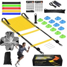 Speed Agility Training Equipment Set, Agility Ladder 20ft, 12 Football Cones,...
